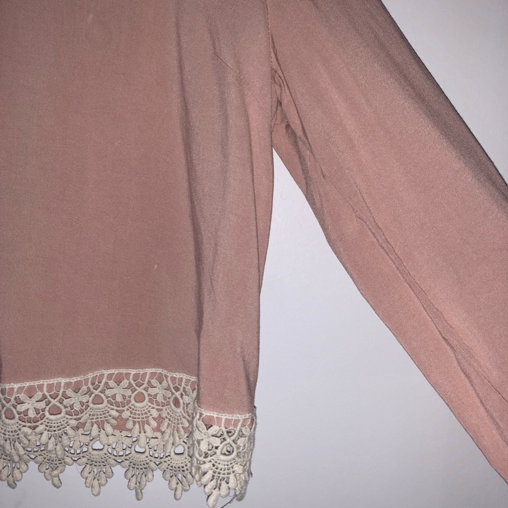 Light Pink Long Sleeve Shirt with lace detailing